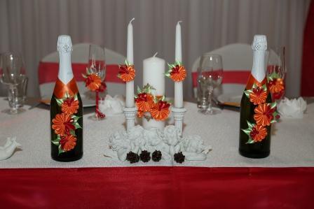 Наборы свадебных бокалов, бутылок и свечи